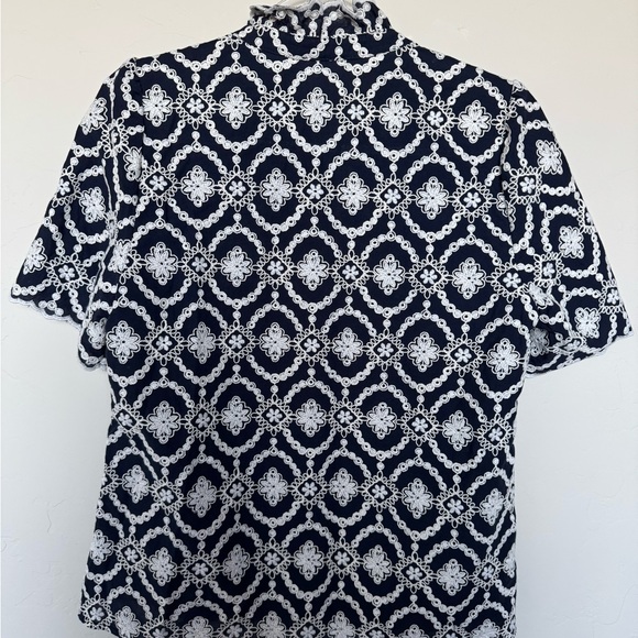 Sezane Dalhia Shirt Marine with Ecru Embroidery - Picture 6 of 9